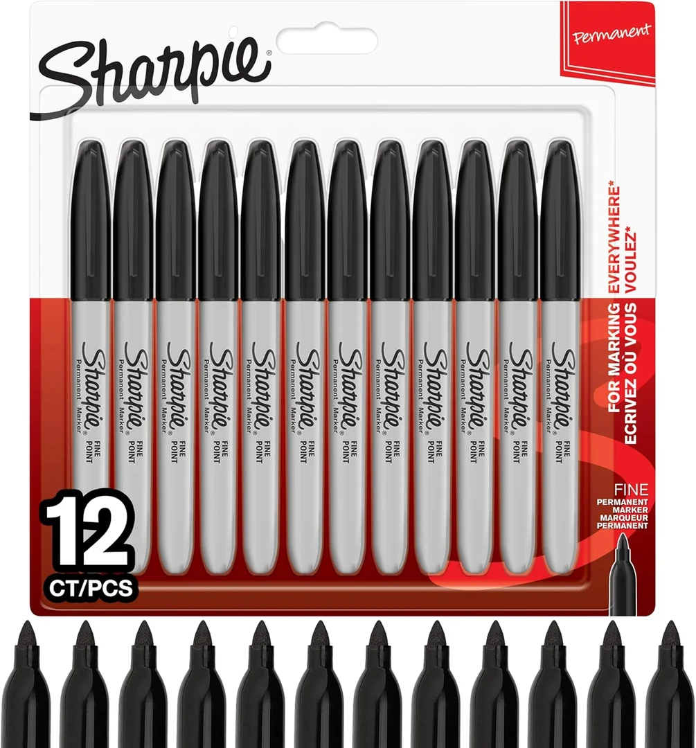 Sharpie Permanent Markers  | Black Ink | 12 Marker Pens