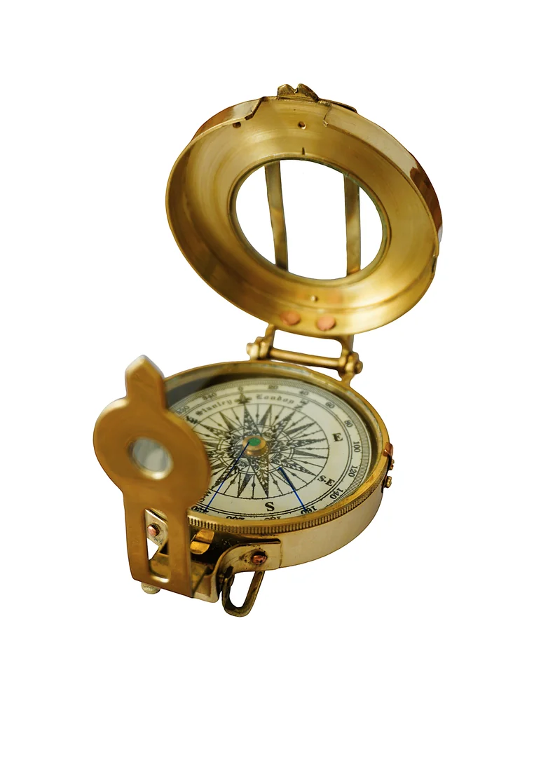Vintage Brass Pocket Compass 10cm – Polished Nautical Navigation Tool with Lid
