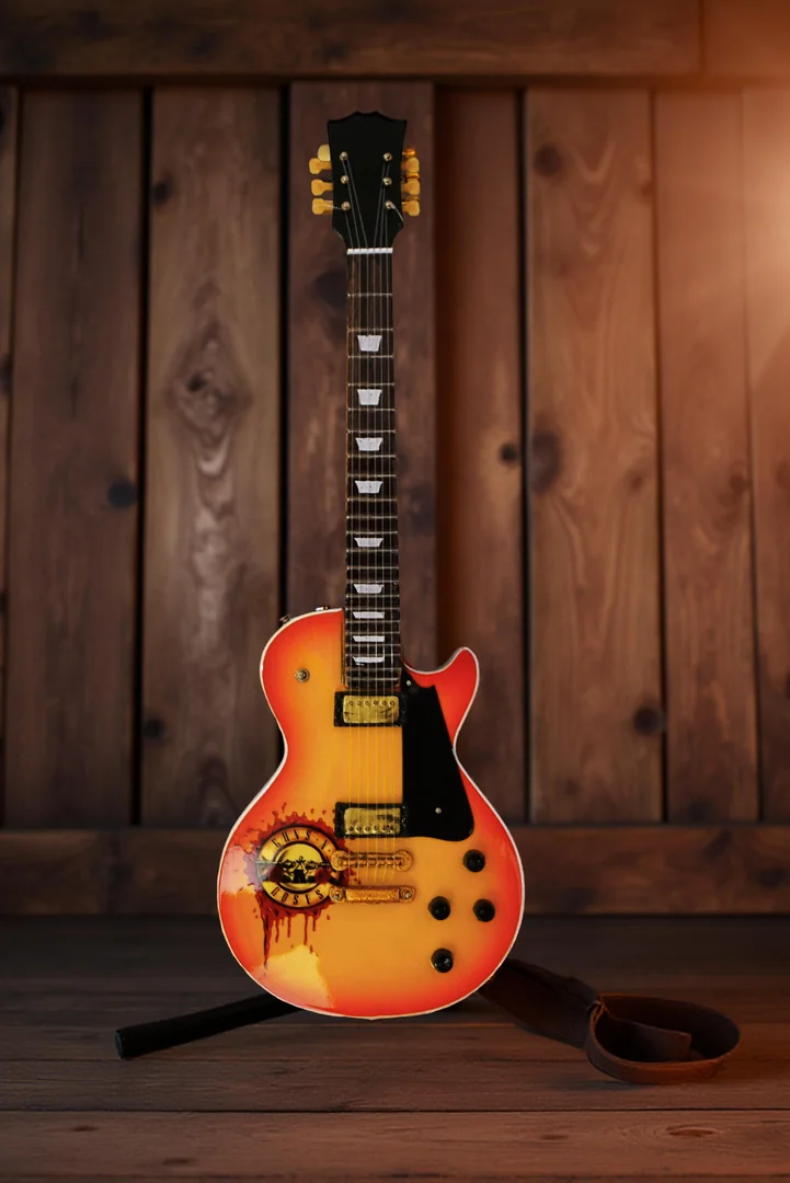 Handcrafted Wooden Miniature Guitar Replica 25cm