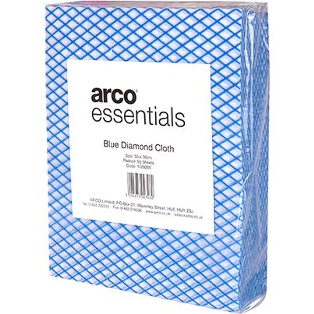 Arco Essentials Blue Diamond Cleaning Cloths Pack of 50
